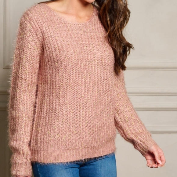 NWT Mystree Long Sleeve Fuzzy Shimmer Sweater Size Small - Picture 1 of 8